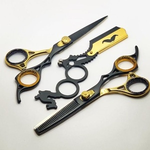 Tijeras de Peluquería de Titanio Azul Rey, Tijeras Profesionales para Peluquería, Tijeras de Entresacar Tipo V para Diestros - Product Image 1