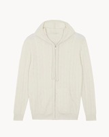Hochwertige Damen-Freizeitjacke mit Kapuze und Langen Ärmeln, Strickjacke mit Reißverschlusstasche, Atmungsaktiv für Alle Jahreszeiten, Maschinell Gestrickt 400g
