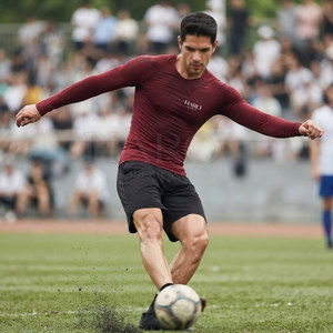 เสื้อฟุตบอลผู้ชายสำหรับออกกำลังกาย ผลิตในปากีสถาน เสื้อรัดกล้ามเนื้อ แห้งเร็ว แขนสั้น เหมาะสำหรับการฝึกกีฬา - Product Image 3
