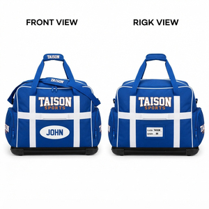 Sac de sport TAISON SPORTS Premium 450 GSM 600D PU pour équipement de hockey sur glace, bleu et blanc, durable, 30-40L, logo personnalisé, nom du joueur - Product Image 1