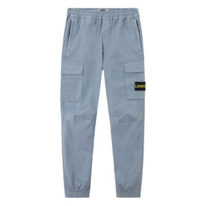 Men Premium Cargo Pants Regular Tapered Fit Stretch Cotton Twill <b>Elastic</b> Waist Streetwear Utility Cargo Trousers Custom OEM - Product Image 1