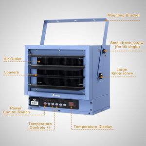 ZOKOP Chauffage d'appoint électrique intelligent WiFi 5000W 240 Volts, à câblage direct, à soufflerie, pour garage et atelier, montage au plafond - Product Image 4