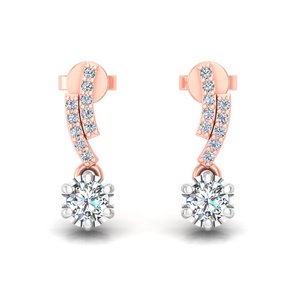 Pendientes Minimalistas de Oro Sólido de 10k, 14k, 18k con Diamantes Cultivados en Laboratorio de Corte Redondo para Regalo, Fiesta y Aniversario - Product Image 5