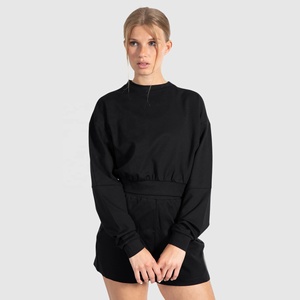 2026 Winter Custom Workout Cotton Fleece Gym Set Women Oversized Cropped <b>Sweatshirt</b> Hoodie Crop Top Short <b>Sweatshirts</b> - Product Image 1