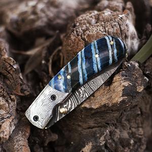 Navaja Plegable de Acero de Damasco Hecha a Mano con Hermosa Empuñadura, Cuchillo Utilitario de Supervivencia para Exteriores, OEM Disponible, Navajas Plegables - Product Image 4