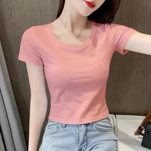 เสื้อยืดผู้หญิง แขนสามส่วน คอกลม ทรงปกติ ลำลอง ลายทาง ผ้าฝ้ายเจอร์ซีย์ ระบายอากาศได้ดี สำหรับฤดูใบไม้ผลิและฤดูร้อน - Product Image 6
