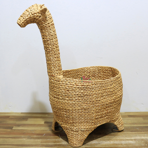 Handmade Natural Water Hyacinth Giraffe Storage <b>Basket</b>, Eco-Friendly Kids' Toy Organizer & <b>Nursery</b> Decor - Product Image 3