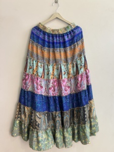 Wholesale Lot Of Flared Frill Round Skartered <b>skirt</b> For Women Silk Summer <b>Skirt</b> Long Maxi <b>Skirt</b> - Product Image 3