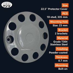 ฝาครอบล้อรถบรรทุก/รถบัส สแตนเลส T304 ยุโรป/ญี่ปุ่น 225  วงแหวนป้องกันเคลือบสีเทาสำหรับล้อเหล็ก - Product Image 4