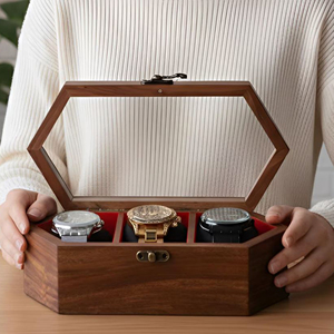 Caja de Almacenamiento para Relojes de Madera Hecha a Mano, Caja de Relojes de Madera con Ventana por AYAANS - Product Image 6