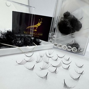 ขนตาปลอมแบบกลุ่ม ขายส่ง คุณภาพสูง 10D/14D/16D/20D  ดูเป็นธรรมชาติ สีดำด้าน ฐานแหลม - Product Image 5