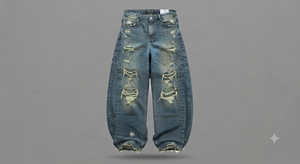 Jeans de Algodón 100% para Hombre, Corte Holgado, Estilo Vintage, con Logotipo Personalizado, Lavado, Desgastado, de Pierna Ancha, para Tallas Grandes - Product Image 6