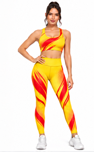 Conjunto de Yoga para Mujer, Pantalones Cortos de Cintura Alta, Sujetador Deportivo, Ropa Deportiva para Gimnasio, Pilates, Fitness, con Logotipo Personalizado, Transpirable y Elástico - Product Image 2