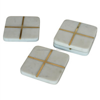 Ensemble de sous-verres carrés élégants et écologiques en marbre pour tables basses