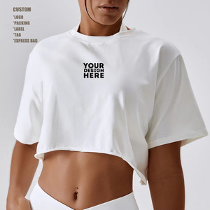 Custom White <b>Crop</b> <b>Top</b> Short Sleeve O-Neck Oversized Cotton Jersey Blank Design Front Print Casual <b>Men's</b> T-Shirt - Product Image 1