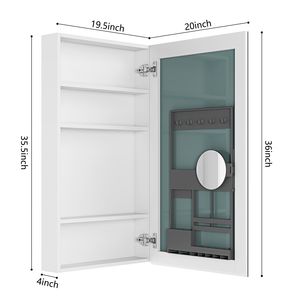 20 W X 36 H Surface Frameless Medicine Cabinet with Beveled Mirror <b>Edges</b> Right Opening Door <b>Bath</b> Mirrors - Product Image 5
