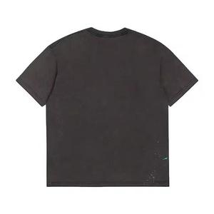 Wholesale Soft Cotton T Shirt Distressed Acid Wash T-shirt Men Oversized <b>Tshirts</b> Appliqued Embroidery - Product Image 4