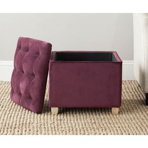 Handcrafted Solid Wood <b>Pouf</b> Ottoman Stool with Linen Cushion for Living Room Coffee Table <b>Seating</b> - Product Image 4