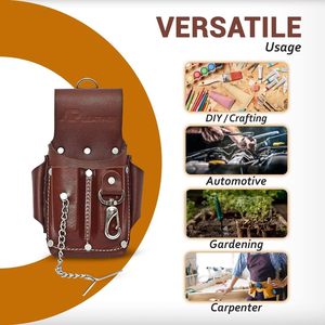 OEM Heavy Duty Leather Water Resistant Electrician <b>Tool</b> Pouch 5 Pockets Messenger Style <b>Belt</b> Clip Electrical Tape Holder Dark - Product Image 6