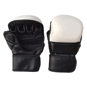 Guantes de Boxeo Profesionales de Cuero, Negros y Blancos, con Cordones, Soporte para Muñeca, Equipo de Sparring para Adultos - Product Image 6