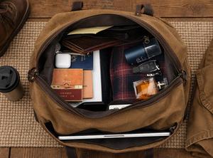 Heavy Duty Vintage Leather <b>Canvas</b> Travel Duffel Bag Waterproof Gym Duffle Bag Men's Overnight <b>Holdall</b> LCDB-0009B - Product Image 6