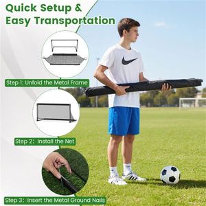 Portería de Fútbol Plegable Portátil con Marco de Metal Resistente de 47 Pulgadas (Tamaño M Negro) con Red de PE Resistente a Desgarros, Equipo de Entrenamiento - Product Image 4