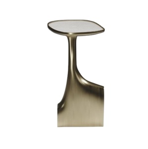 Mesa Auxiliar Moderna de Diseño para el Hogar, Mesa de Centro de Lujo con Tapa de Cristal y Acabado Dorado, Mesa Redonda de Metal para Sala de Estar Interior - Product Image 1