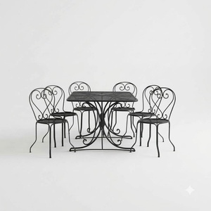 Wholesale Custom Wrought Iron Mediterranean Design Eco-Friendly <b>Garden</b> Furniture Set <b>4</b> Seater Patio Dining <b>Table</b> <b>Chairs</b> Outdoor - Product Image 1