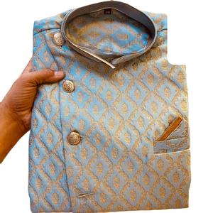 Export Quality <b>Men</b> Traditional Wedding Kurta <b>Set</b> with Embroidery Designer Party Wear Kurta for <b>Men</b> Dupatta Wedding Collection - Product Image 1