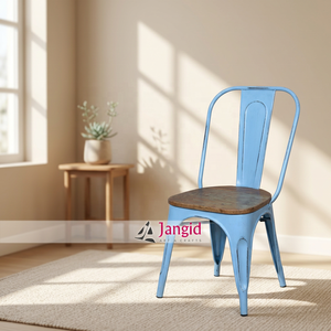 Sillas de restaurante vintage de metal con asiento de madera, muebles industriales de estilo indio para hotel, restaurante, sala de estar, comedor, silla para bodas - Product Image 3