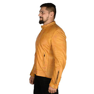 Veste en cuir véritable pour homme, style motard vieilli, marron, coupe ajustée, manteau de moto vintage pour homme, vêtement d'extérieur en cuir - Product Image 6