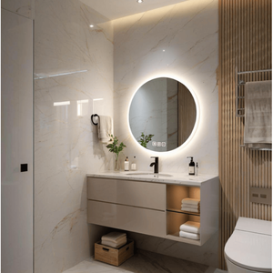 Specchio da Bagno Rettangolare da 20 Pollici a Parete con Vetro Temperato Antiappannamento e Antischeggiatura, Cornice LED e Supporto in Metallo - Product Image 3