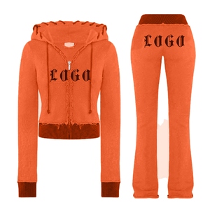 Custom Colors Solid Logo Unisex Workout 2-Piece Acid Wash Polyester/Cotton Tracksuit <b>Set</b> High Waisted cotton - Product Image 3