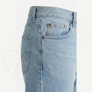 Jean en denim coupe droite délavé clair pour homme, taille haute, coupe classique, en coton, style décontracté, pantalon de printemps - Product Image 6