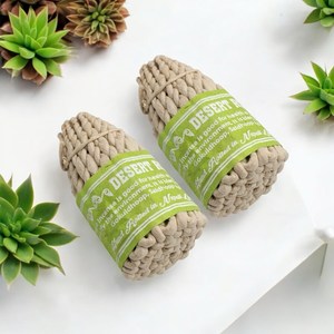 Juego de incienso de cuerda de Rosa del desierto hecho a mano en Nepal de 2 aromas naturales de sal y Gokul Dhoop que se queman suavemente con mecha de papel Lokta - Product Image 2