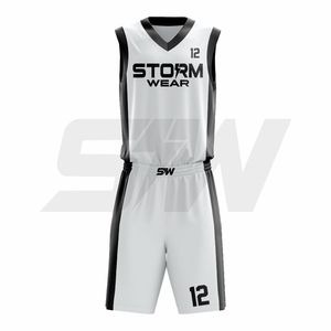 Uniforme de Baloncesto Personalizado con Diseño Único 2026, Jersey de Baloncesto en Blanco y Negro, Logotipo del Equipo Personalizado, Nombre, Kit de Baloncesto - Product Image 4