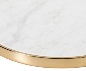 Wholesale Luxury <b>Round</b> Marble Serving Tray Bulk Hotel Platter with Elegant <b>Brushed</b> Gold Metal Frame and Modern Square Handles - Product Image 5