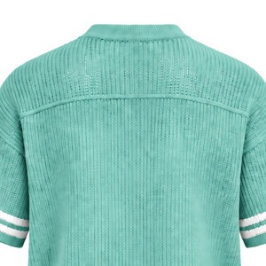 Camiseta Deportiva de Punto Personalizada en Verde Menta, Cuello en V, Manga Corta, a Rayas, Transpirable, Holgada, Informal, para Equipos Deportivos - Product Image 4