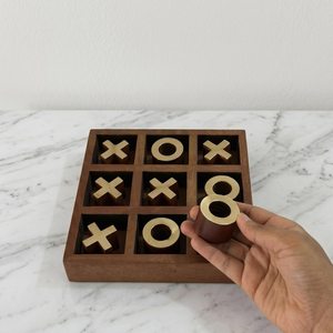 Plateau de jeu XO carré en bois de qualité supérieure, fait main, jeu de stratégie familial avec incrustations en laiton, jouet éducatif pour enfants et adultes, cadeau - Product Image 5