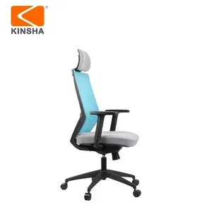 Chaise de bureau ergonomique pivotante à dossier haut KINSHA, en tissu, hauteur réglable, design moderne, mobilier de bureau - Product Image 4