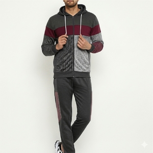 Men Hooded Casual Solid Tracksuits Custom Made Sportswear Set 100% Cotton Breathable Lightweight Fabric Winter Gym Training - Product Image 6