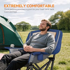 Sedia da Campeggio Imbottita per Adulti Grigio Chiaro, Pieghevole e Portatile con Tasche Laterali, Portabicchieri e Borsa per il Trasporto - Product Image 3