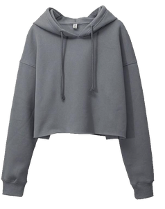 Girls <b>Crop</b> <b>Top</b> Hoodie Full Sleeve Solid Color Hooded Pullover Sweatshirt Regular Fit All Seasons Windproof Anti-UV Front Logo - Product Image 2