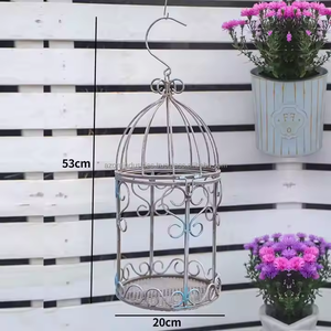 Panier de jardinière suspendu en métal avec support de plante en fil rond avec chaîne Pots de fleurs décoratifs cintre pour jardin Support de fleurs en métal - Product Image 5