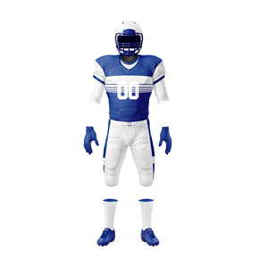 ชุดฟุตบอลอเมริกันแบบปรับแต่งได้ แขนสั้น สีน้ำเงินขาว ระบายเหงื่อได้ดี ชุดกีฬาสำหรับผู้ชาย - Product Image 3
