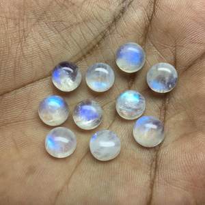 Piedra de Luna Arcoíris Natural, Forma Redonda, Cabujón, Parte Posterior Plana, Gema Suelta para Joyería, Cristal Curativo - Product Image 6