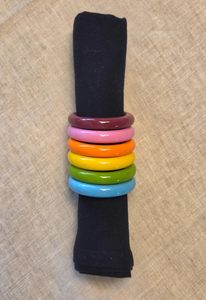 Modern Resin Napkin Rings <b>Set</b> 4.5cm Wide Colorful Stackable Table Decor - Product Image 6
