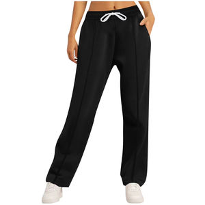 Pantalones cargo de mujer de corte regular, pantalones de chándal acampanados lisos para mujer, venta al por mayor, personalizados, cómodos, de algodón de alto gramaje - Product Image 3