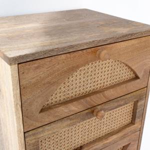 Mesa Auxiliar de Ratán con 3 Cajones Vandana Orion Nova, Mueble Moderno con Detalles Tejidos Naturales - Product Image 3