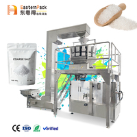 Machine d'emballage automatique de sel grossier pour granulés de sel, sacs en papier Doypack de qualité alimentaire, ligne de remplissage et de scellage avec peseuse multi-têtes